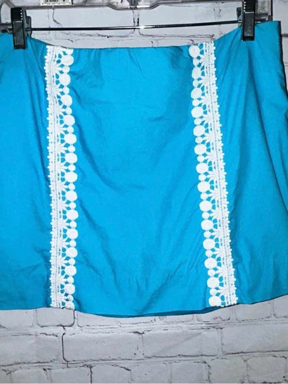 💕EUC Lilly Pulitzer Turquoise Zip-Back Skirt with White Lining